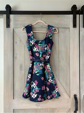 Floral Mini Dress with Belt